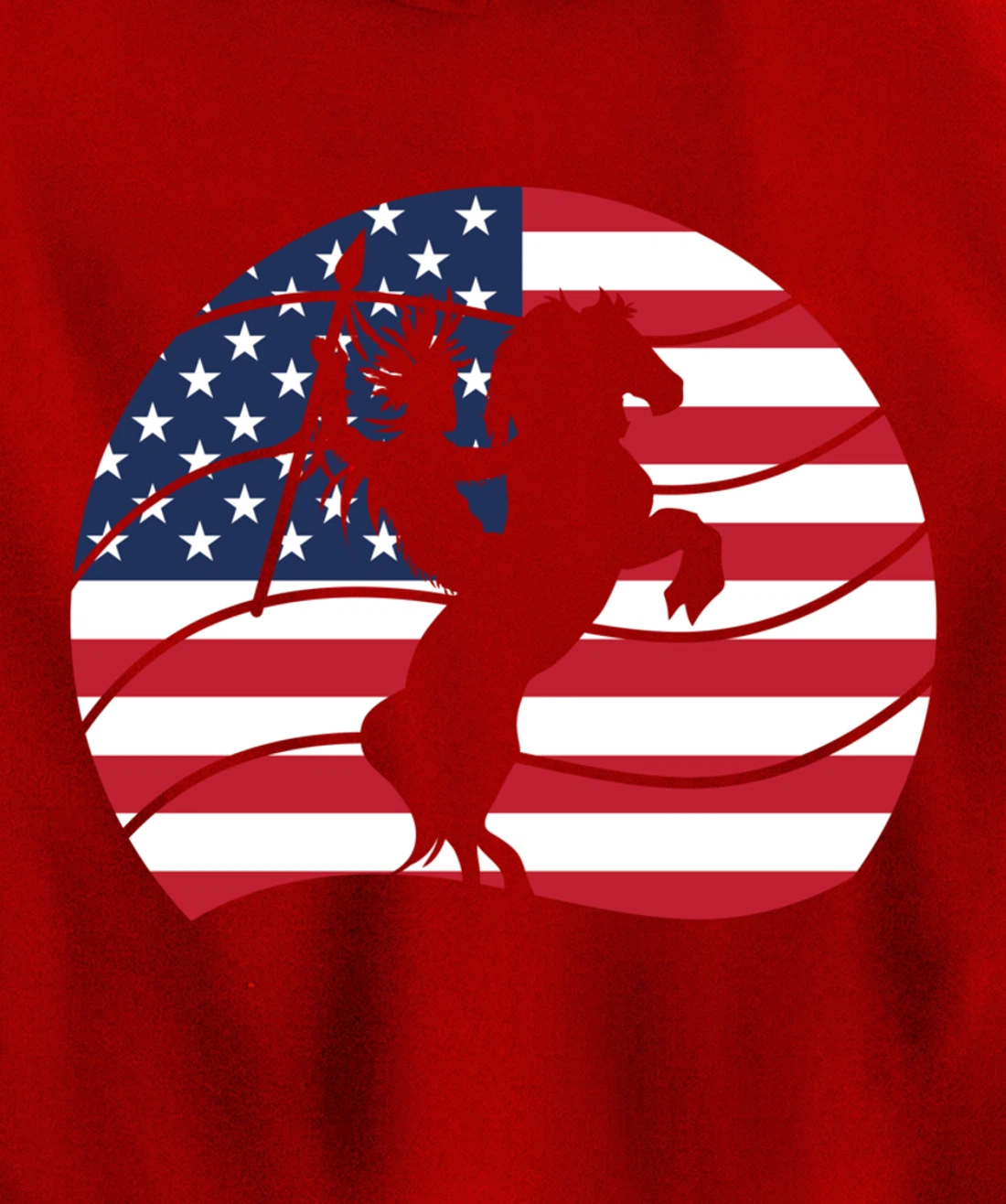 Patriotic Indigenous Horseback Rider US Flag Native American Pullover Hoodie