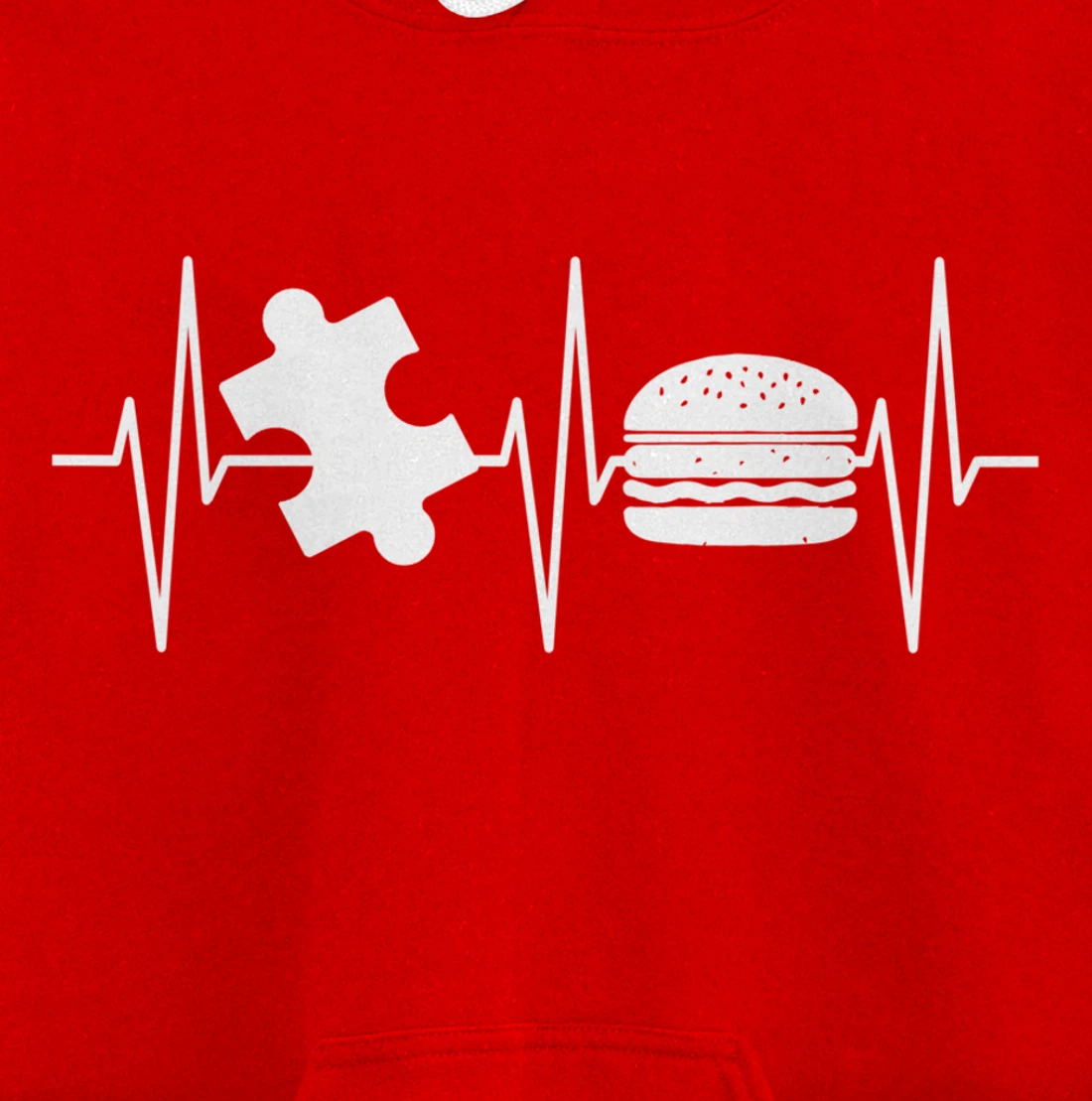 Jigsaw Puzzle Shirt Burger Lover Heartbeat Funny Puzzle Pullover Hoodie
