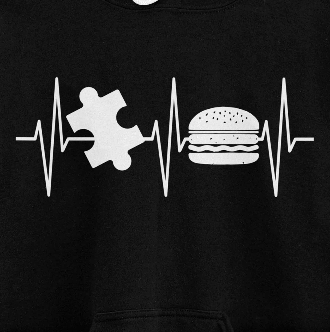 Jigsaw Puzzle Shirt Burger Lover Heartbeat Funny Puzzle Pullover Hoodie