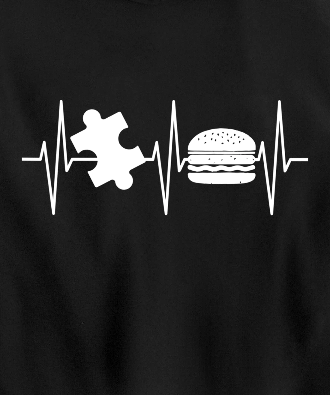 Jigsaw Puzzle Shirt Burger Lover Heartbeat Funny Puzzle Pullover Hoodie