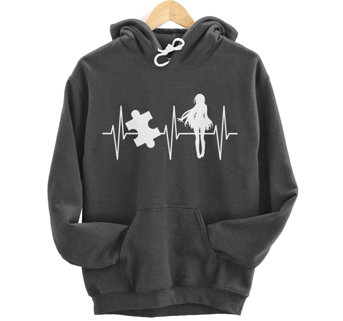 Jigsaw Puzzle Shirt Anime Lover Heartbeat Funny Puzzle Lover Pullover Hoodie