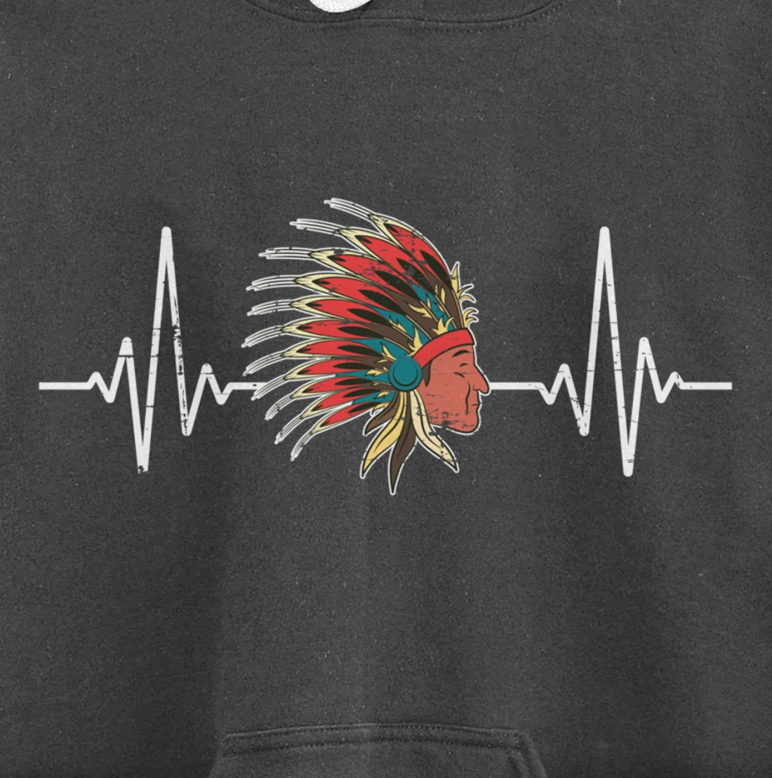 Indian Roots Indigenous Headdress Heartbeat Native American Pullover Hoodie