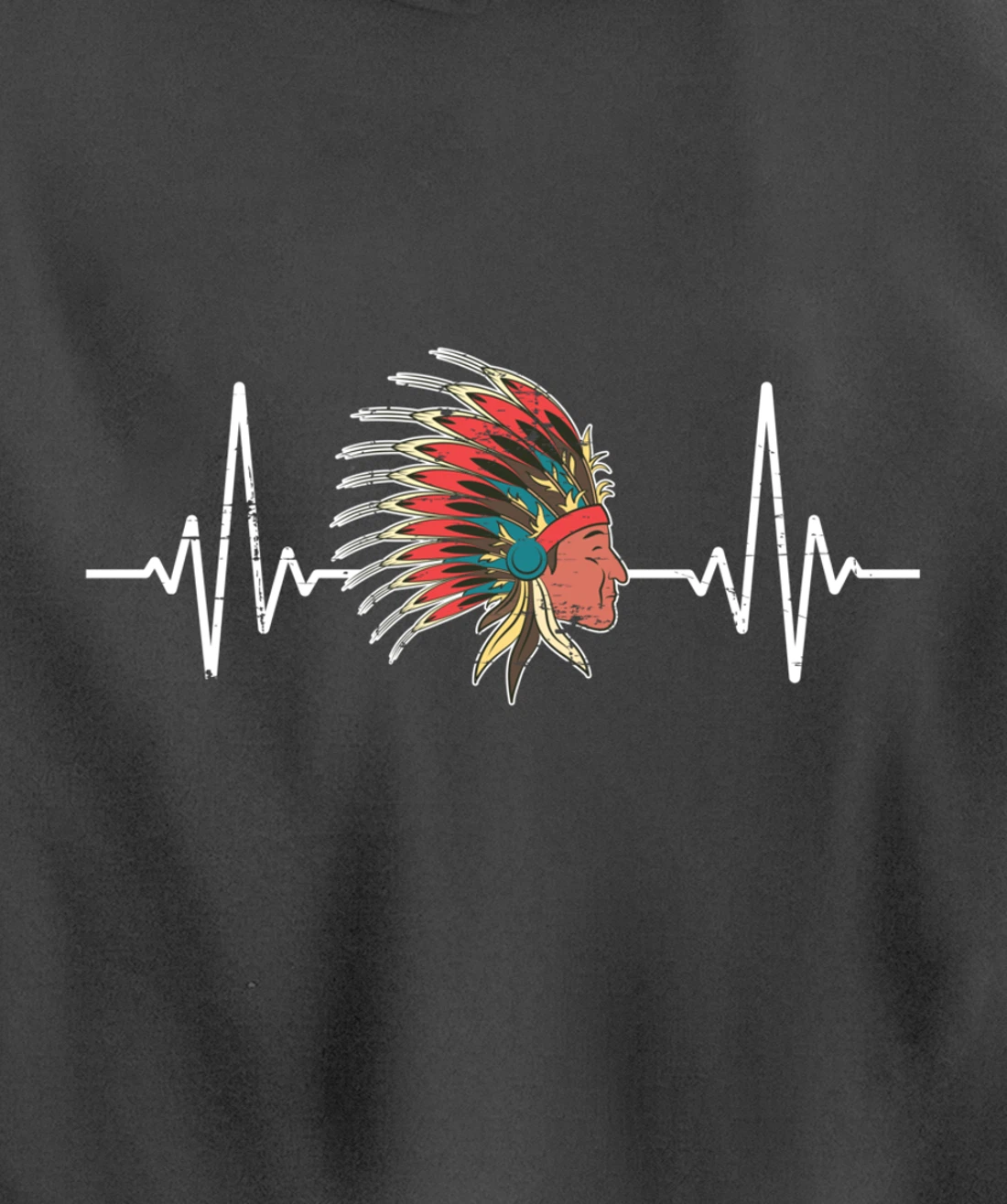 Indian Roots Indigenous Headdress Heartbeat Native American Pullover Hoodie