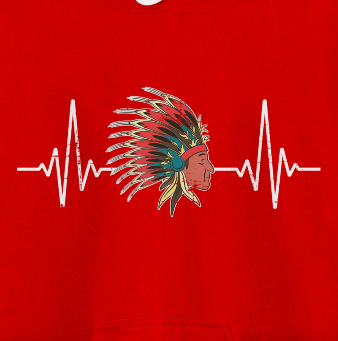Indian Roots Indigenous Headdress Heartbeat Native American Pullover Hoodie
