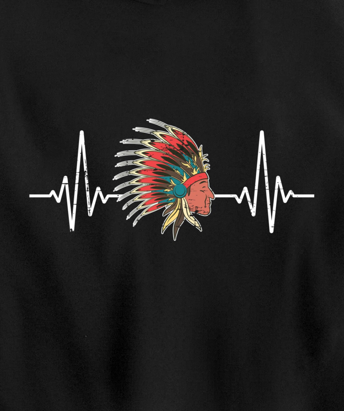 Indian Roots Indigenous Headdress Heartbeat Native American Pullover Hoodie
