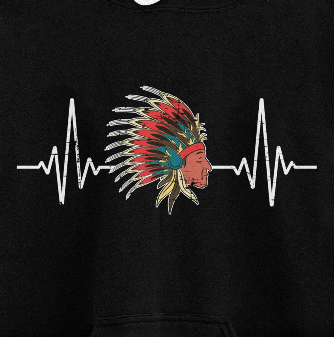 Indian Roots Indigenous Headdress Heartbeat Native American Pullover Hoodie