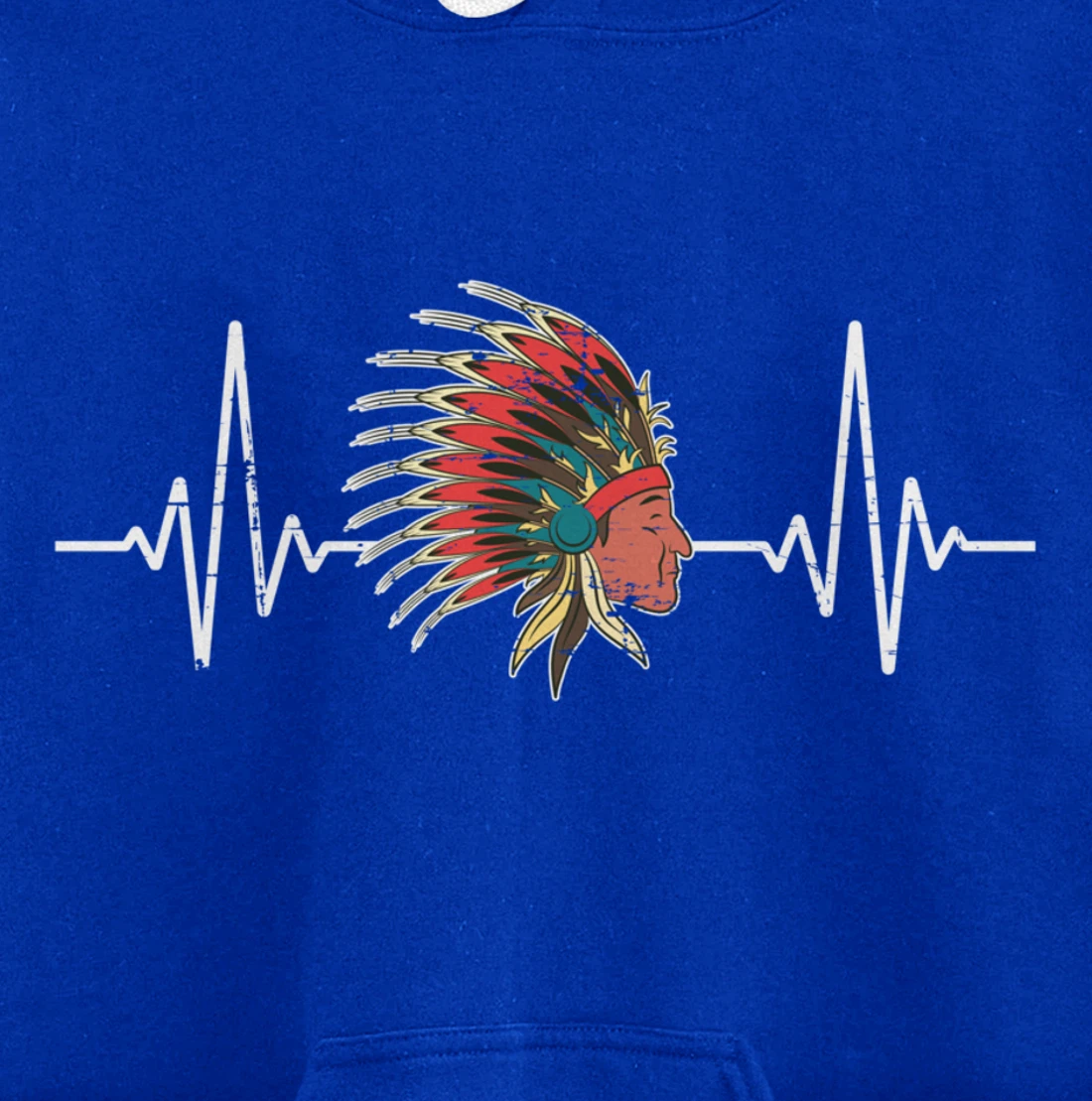 Indian Roots Indigenous Headdress Heartbeat Native American Pullover Hoodie