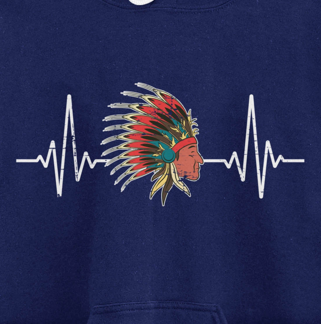 Indian Roots Indigenous Headdress Heartbeat Native American Pullover Hoodie