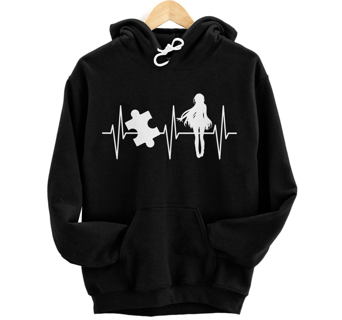 Jigsaw Puzzle Shirt Anime Lover Heartbeat Funny Puzzle Lover Pullover Hoodie