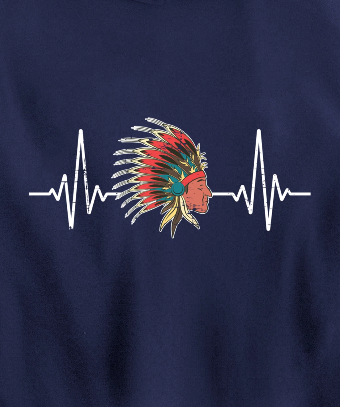 Indian Roots Indigenous Headdress Heartbeat Native American Pullover Hoodie
