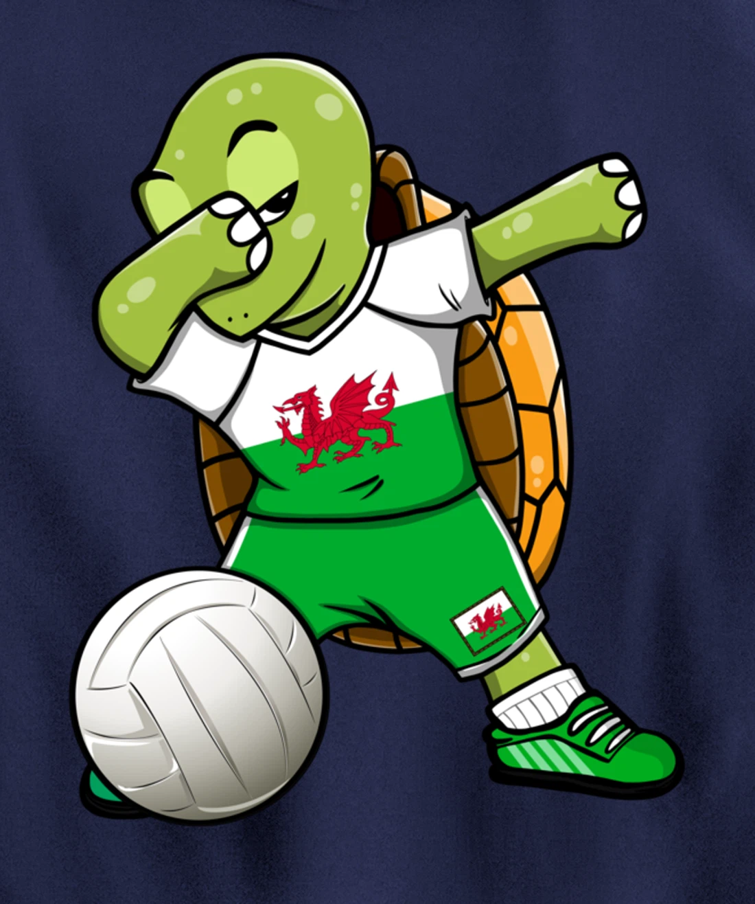 Dabbing Turtle Wales Volleyball Fans Jersey Welsh Flag Sport Pullover Hoodie