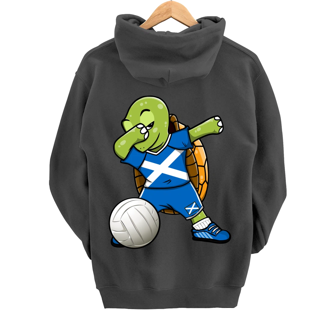 Dabbing Turtle Scotland Volleyball Fans Jersey Scottish Flag Pullover Hoodie