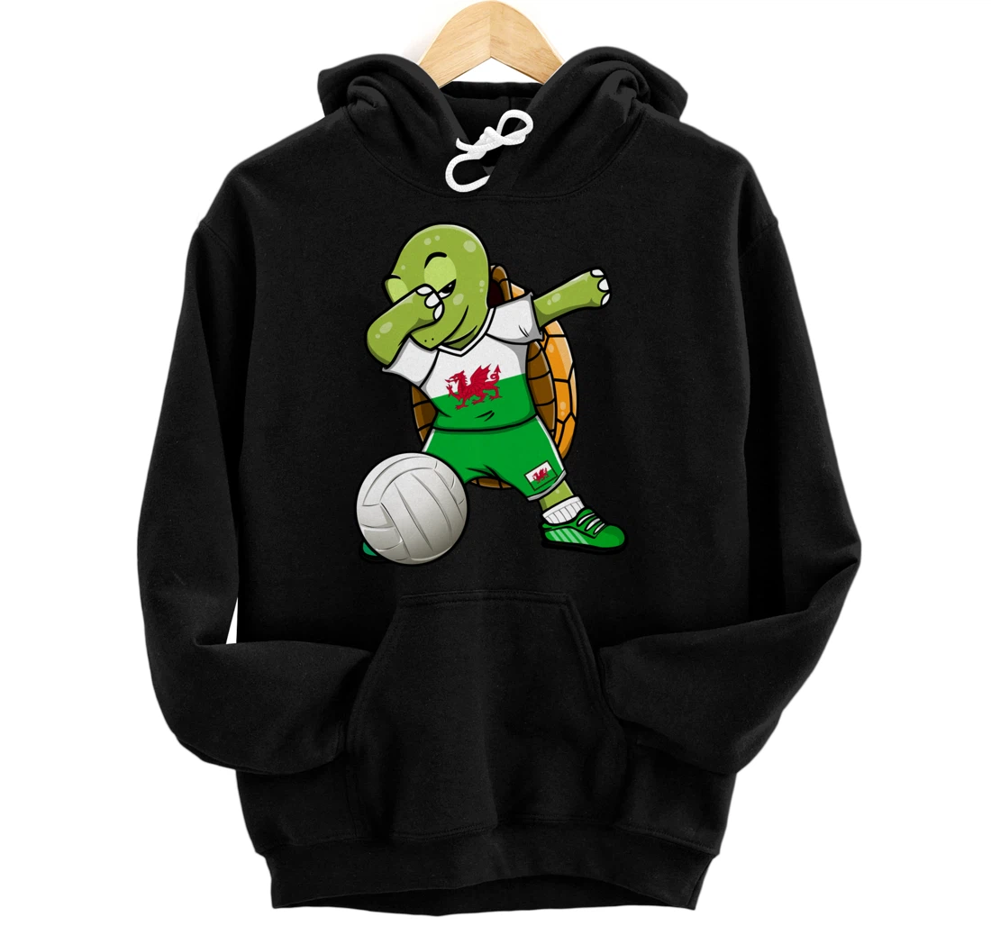 Dabbing Turtle Wales Volleyball Fans Jersey Welsh Flag Sport Pullover Hoodie