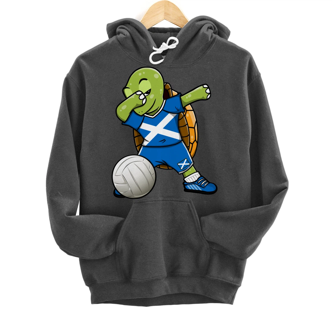 Dabbing Turtle Scotland Volleyball Fans Jersey Scottish Flag Pullover Hoodie