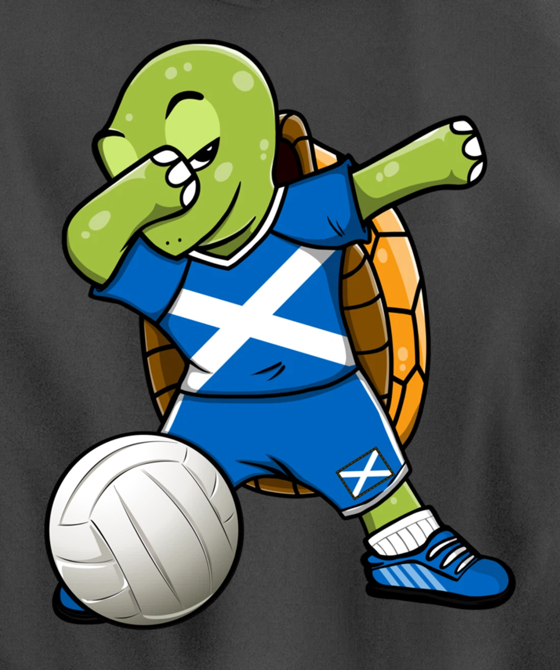 Dabbing Turtle Scotland Volleyball Fans Jersey Scottish Flag Pullover Hoodie