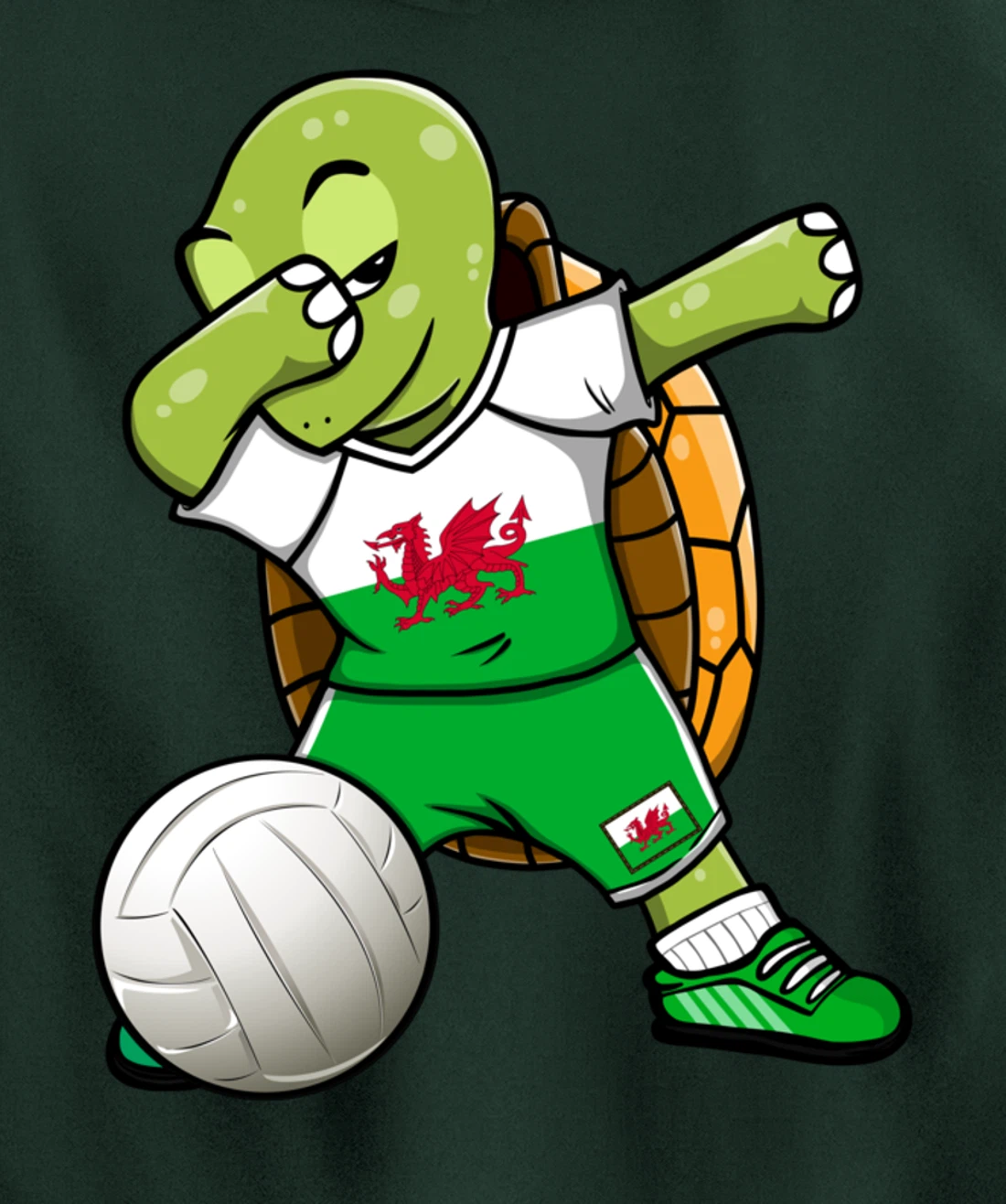 Dabbing Turtle Wales Volleyball Fans Jersey Welsh Flag Sport Pullover Hoodie