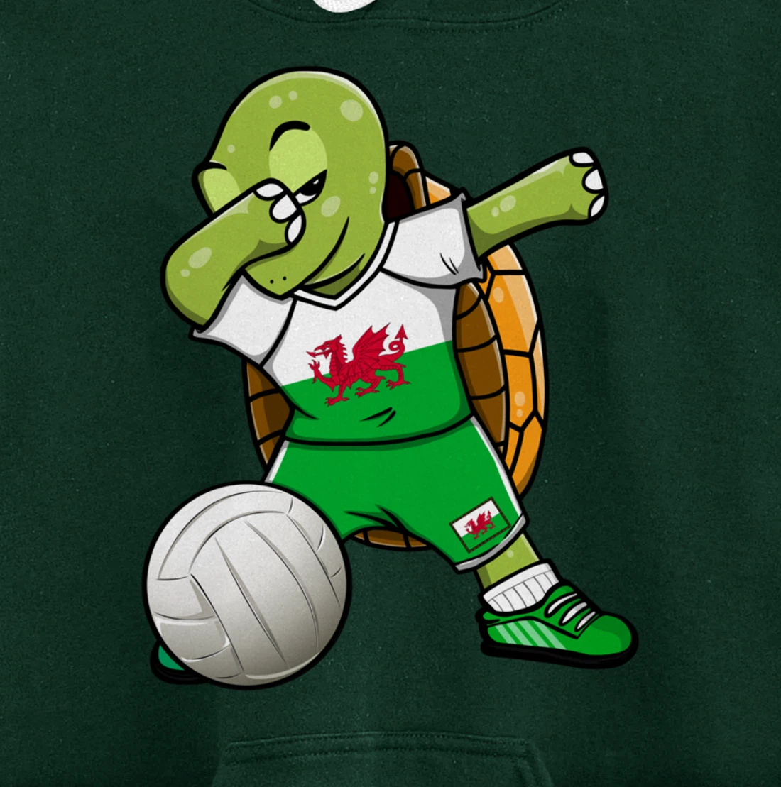 Dabbing Turtle Wales Volleyball Fans Jersey Welsh Flag Sport Pullover Hoodie