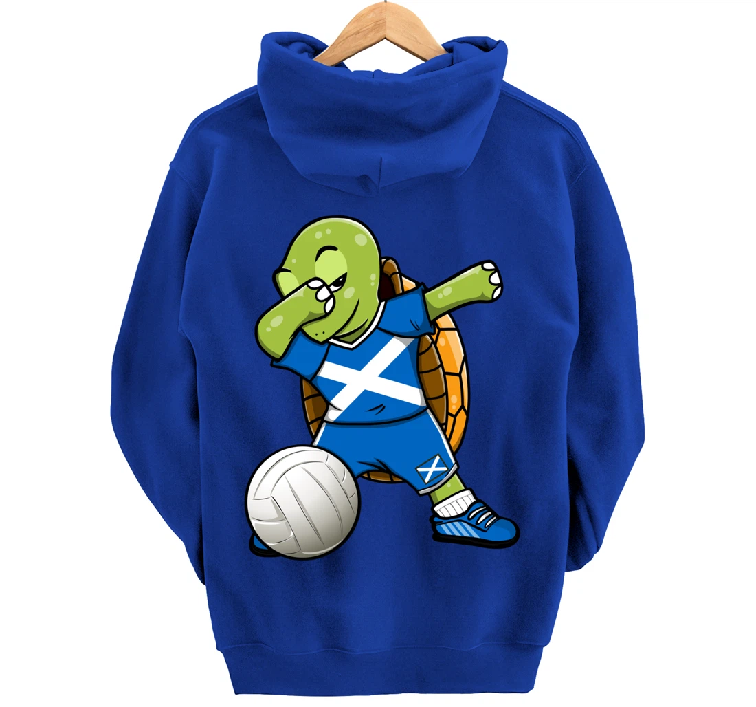 Dabbing Turtle Scotland Volleyball Fans Jersey Scottish Flag Pullover Hoodie