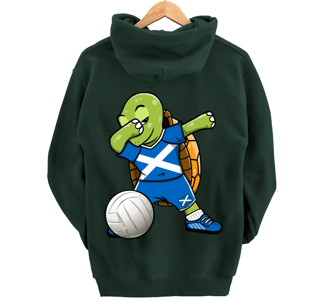 Dabbing Turtle Scotland Volleyball Fans Jersey Scottish Flag Pullover Hoodie
