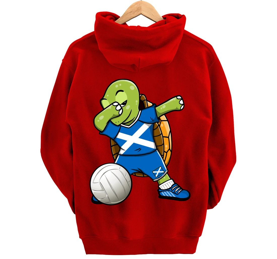 Dabbing Turtle Scotland Volleyball Fans Jersey Scottish Flag Pullover Hoodie