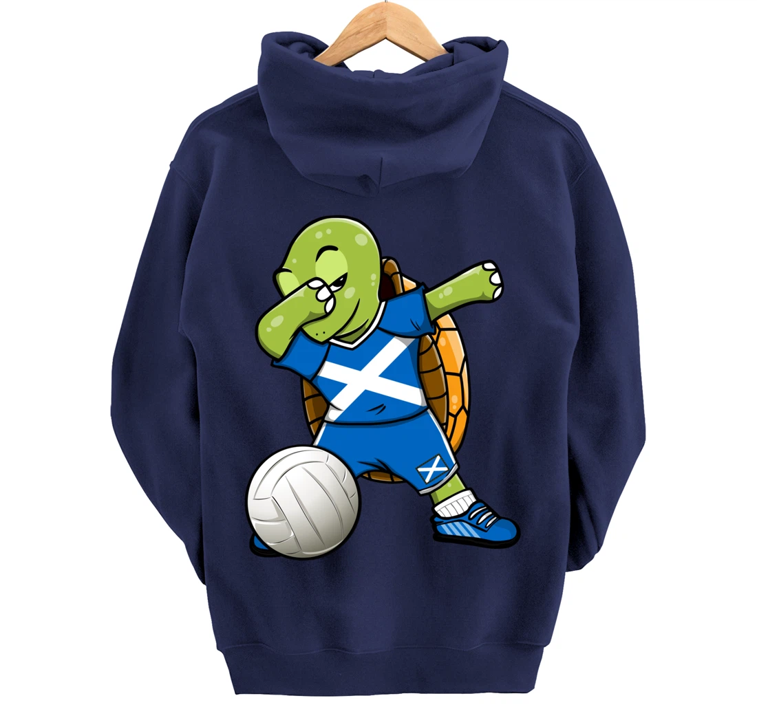 Dabbing Turtle Scotland Volleyball Fans Jersey Scottish Flag Pullover Hoodie