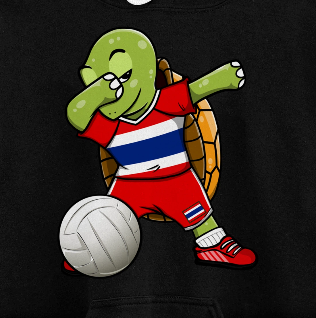 Dabbing Turtle Thailand Volleyball Fans Jersey Thai Flag Pullover Hoodie