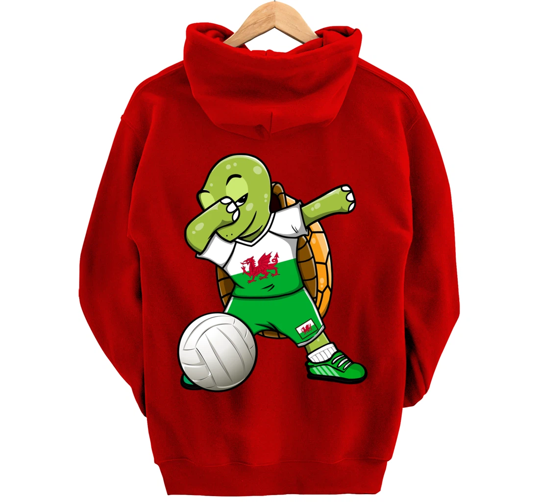 Dabbing Turtle Wales Volleyball Fans Jersey Welsh Flag Sport Pullover Hoodie