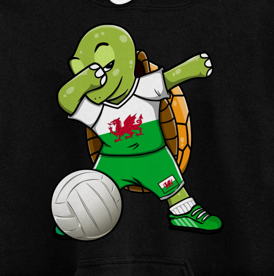 Dabbing Turtle Wales Volleyball Fans Jersey Welsh Flag Sport Pullover Hoodie