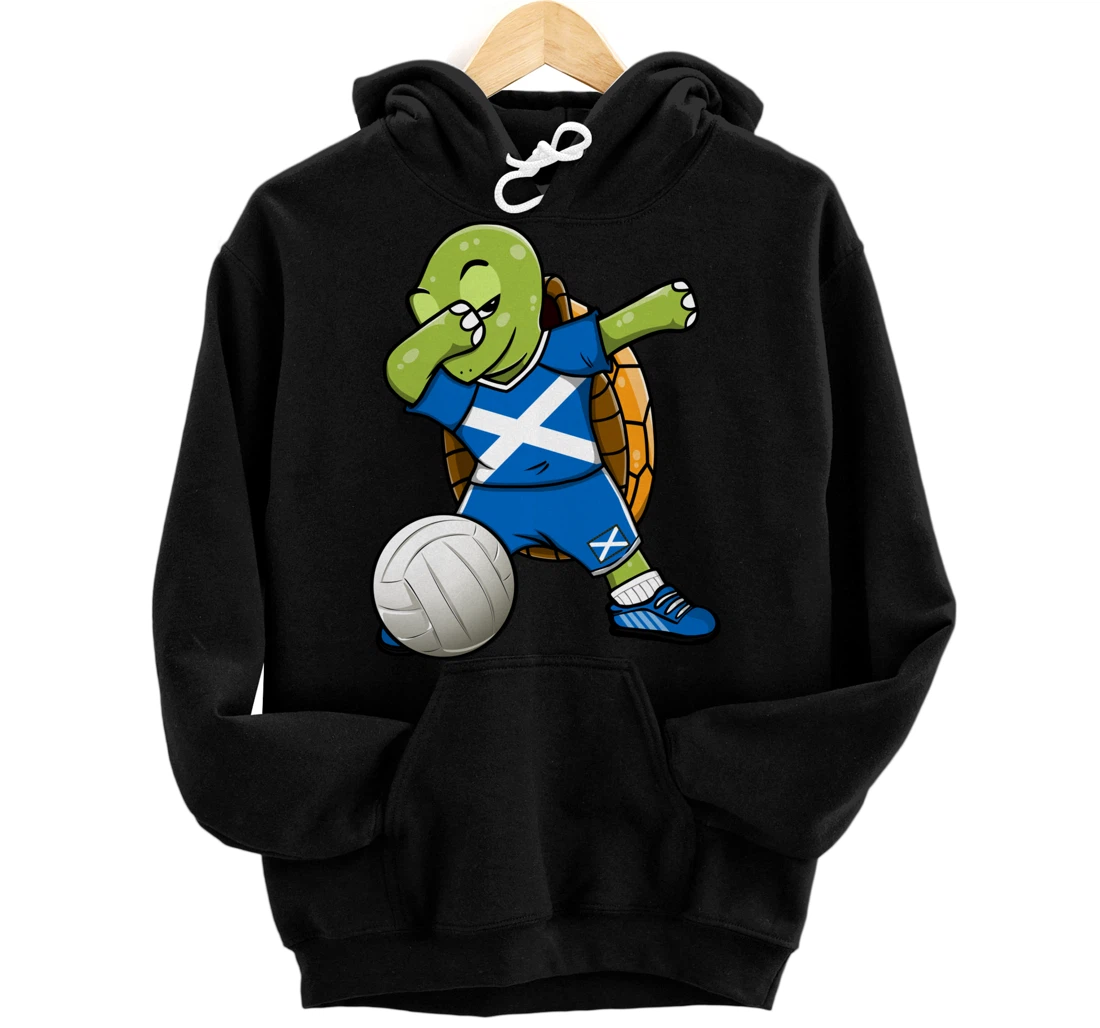 Dabbing Turtle Scotland Volleyball Fans Jersey Scottish Flag Pullover Hoodie