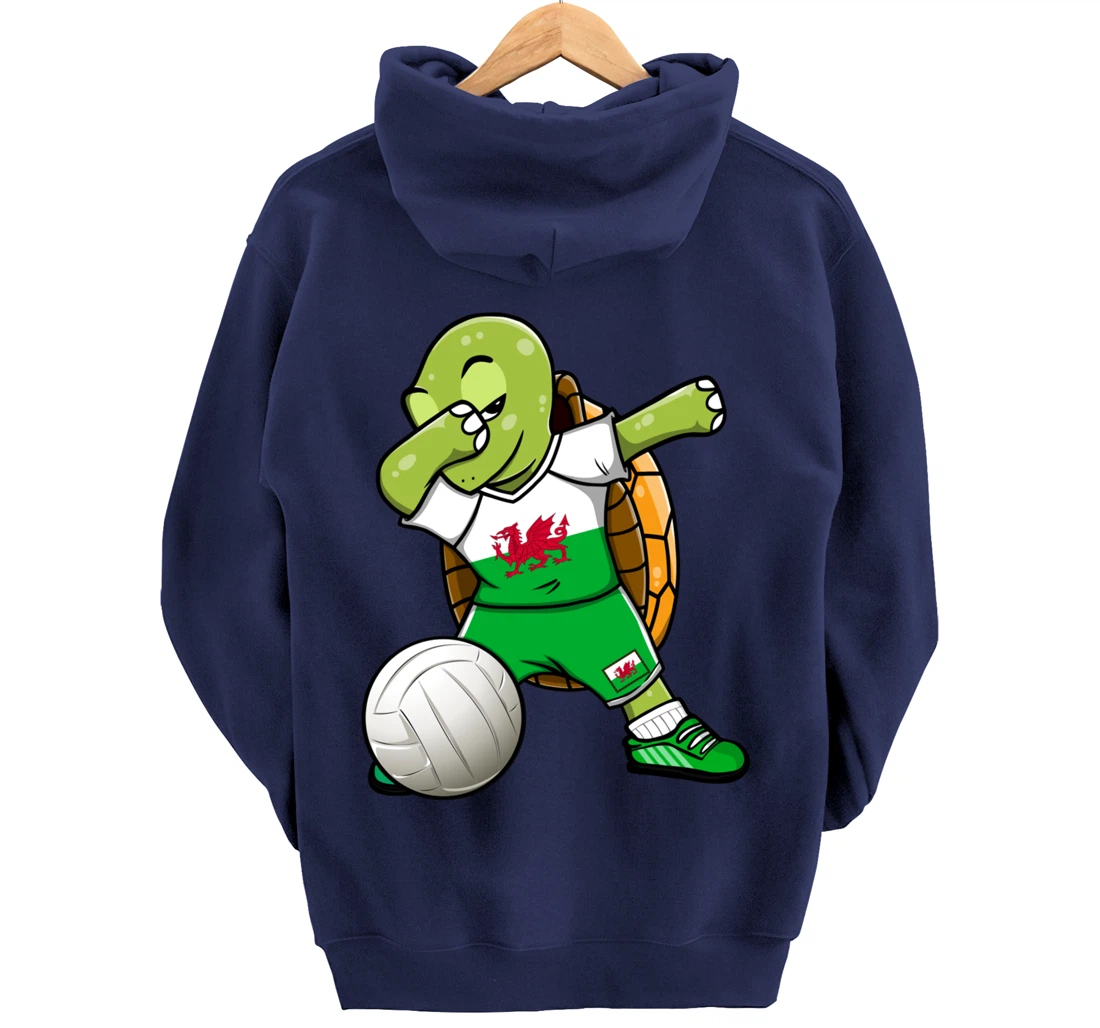 Dabbing Turtle Wales Volleyball Fans Jersey Welsh Flag Sport Pullover Hoodie