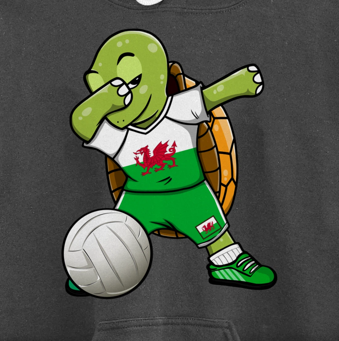 Dabbing Turtle Wales Volleyball Fans Jersey Welsh Flag Sport Pullover Hoodie