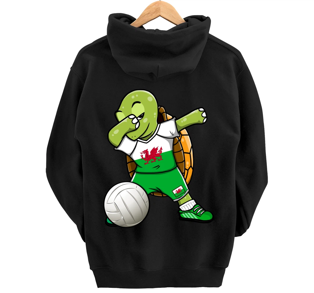 Dabbing Turtle Wales Volleyball Fans Jersey Welsh Flag Sport Pullover Hoodie