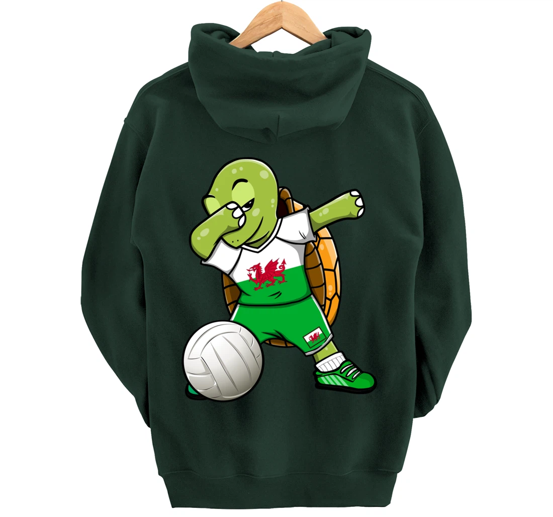 Dabbing Turtle Wales Volleyball Fans Jersey Welsh Flag Sport Pullover Hoodie