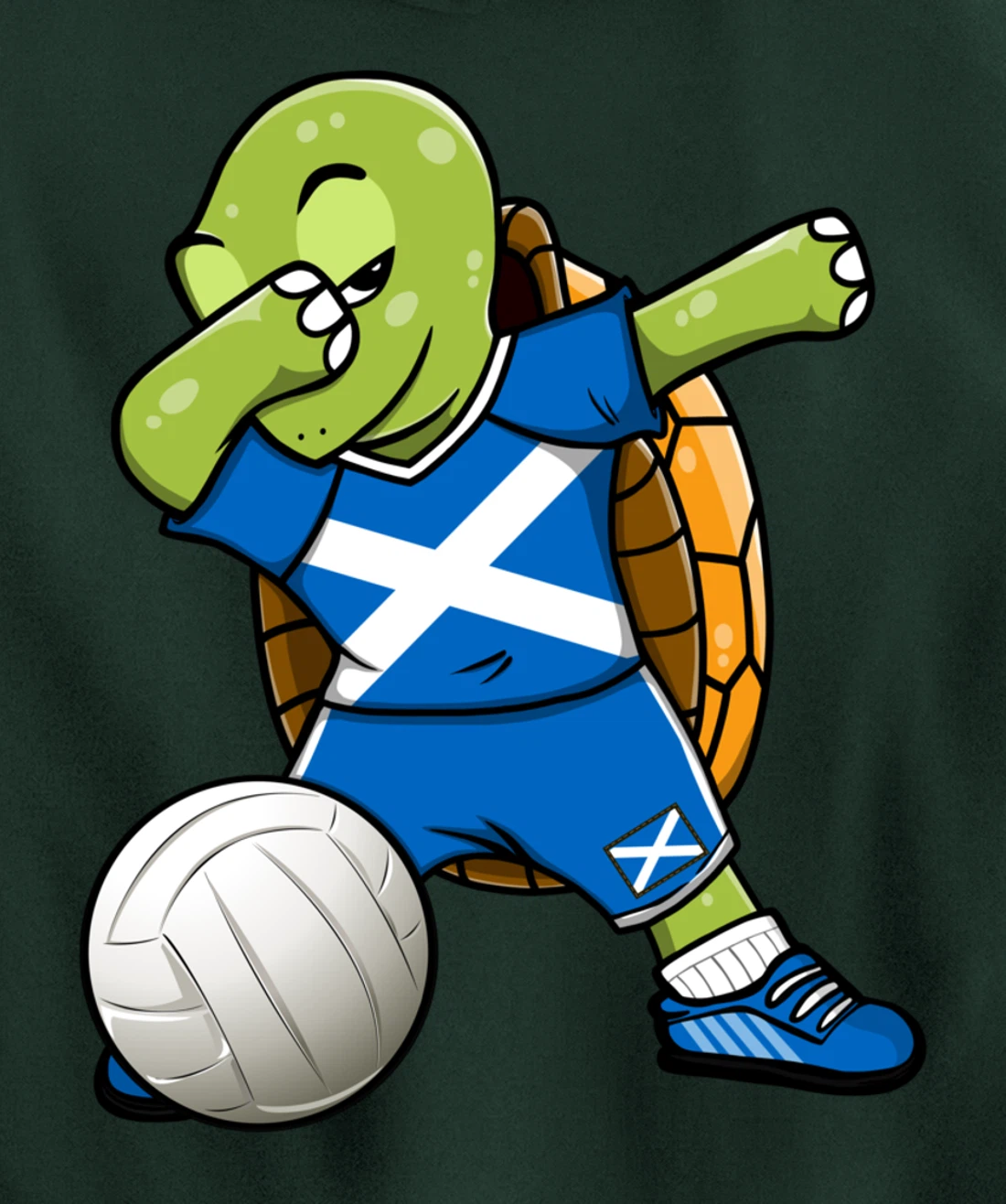 Dabbing Turtle Scotland Volleyball Fans Jersey Scottish Flag Pullover Hoodie