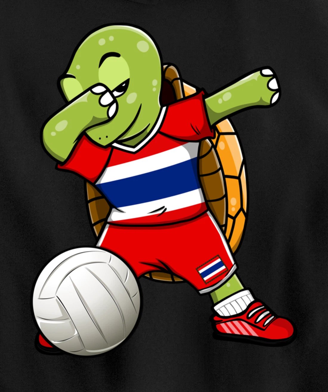 Dabbing Turtle Thailand Volleyball Fans Jersey Thai Flag Pullover Hoodie