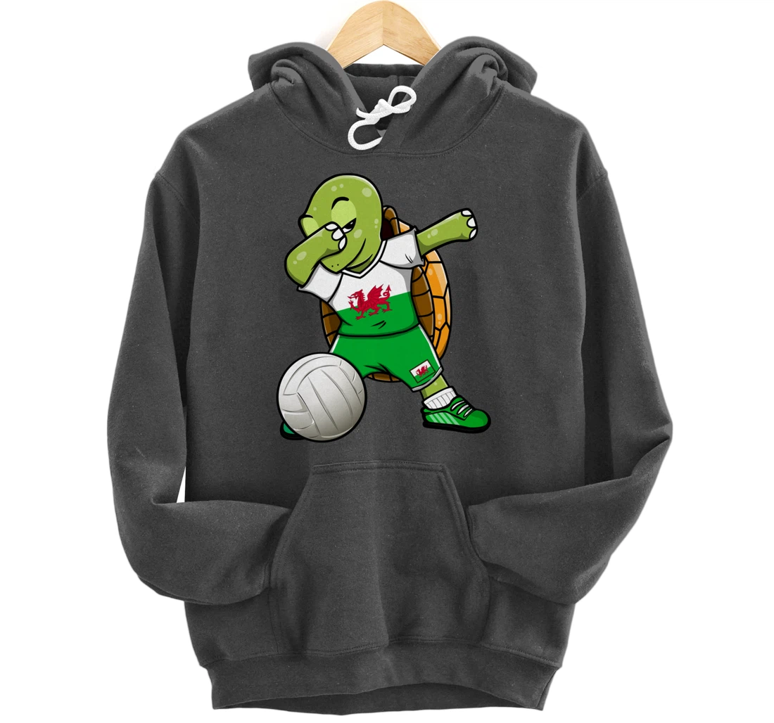 Dabbing Turtle Wales Volleyball Fans Jersey Welsh Flag Sport Pullover Hoodie