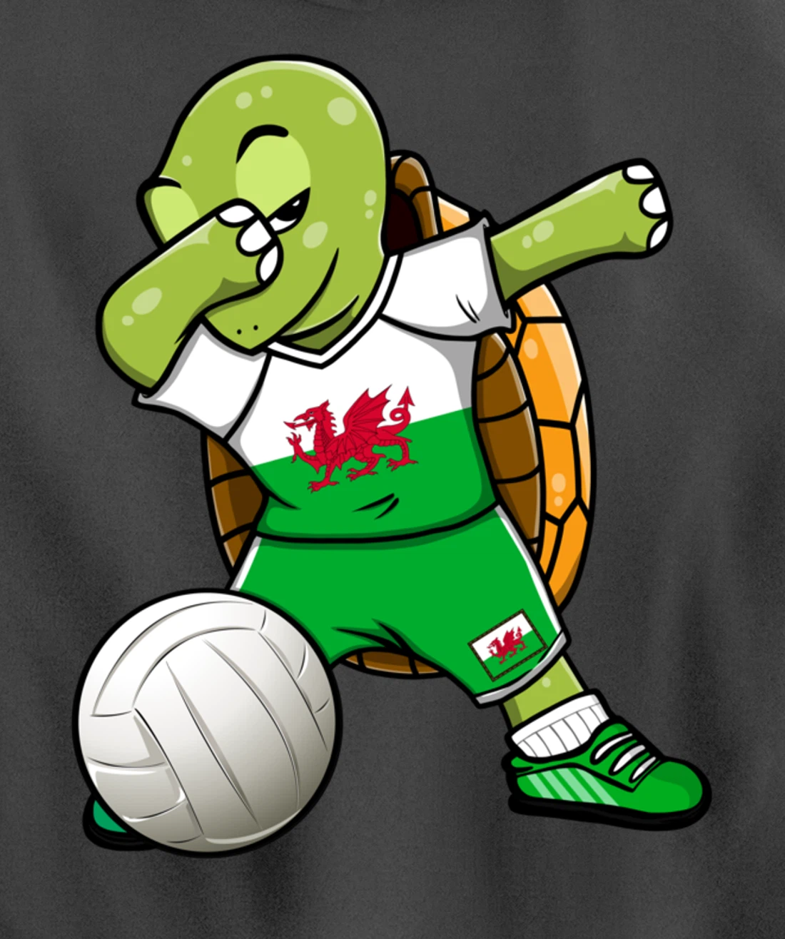 Dabbing Turtle Wales Volleyball Fans Jersey Welsh Flag Sport Pullover Hoodie