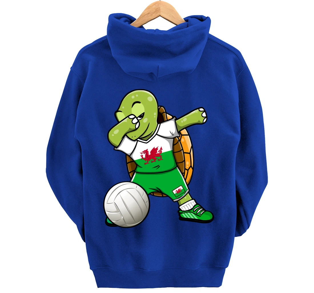 Dabbing Turtle Wales Volleyball Fans Jersey Welsh Flag Sport Pullover Hoodie