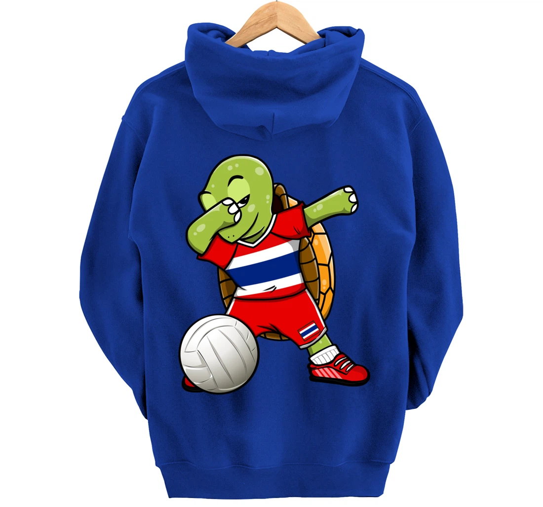 Dabbing Turtle Thailand Volleyball Fans Jersey Thai Flag Pullover Hoodie