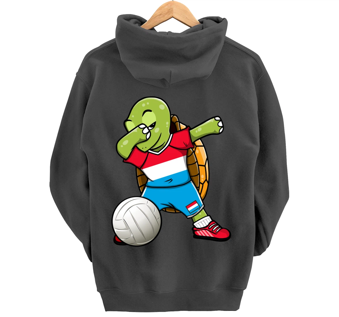 Dabbing Turtle Luxembourg Volleyball Fans Jersey Sport Flag Pullover Hoodie