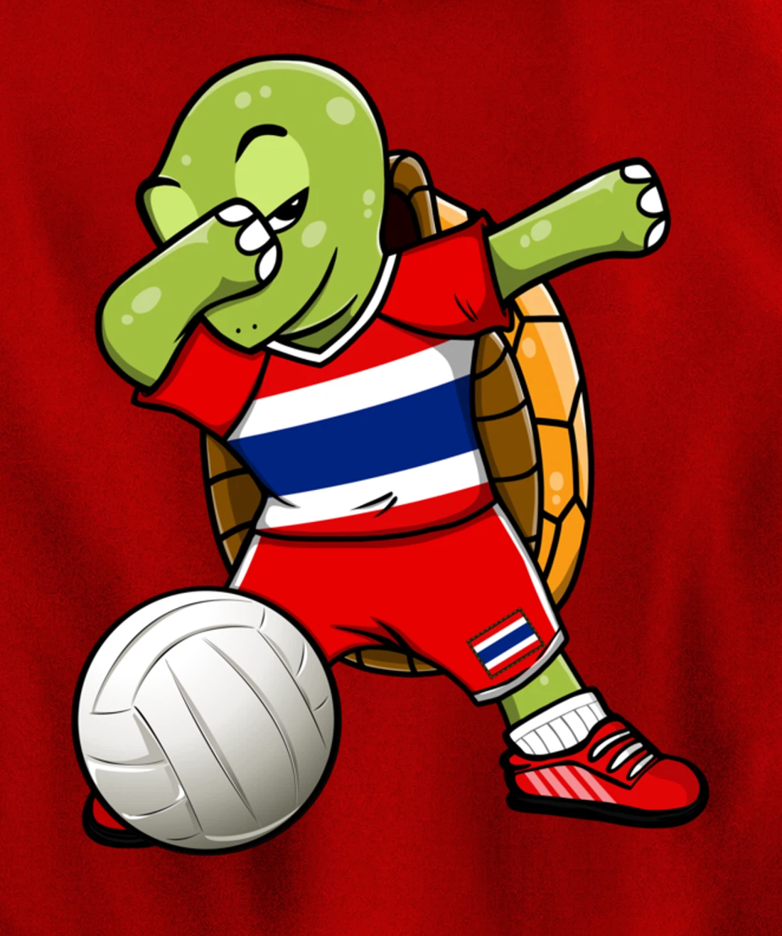 Dabbing Turtle Thailand Volleyball Fans Jersey Thai Flag Pullover Hoodie