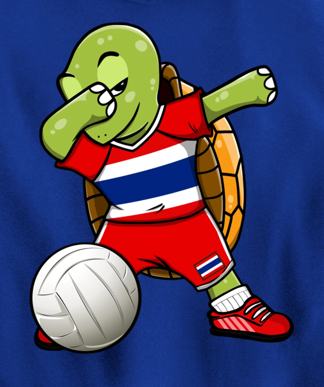 Dabbing Turtle Thailand Volleyball Fans Jersey Thai Flag Pullover Hoodie