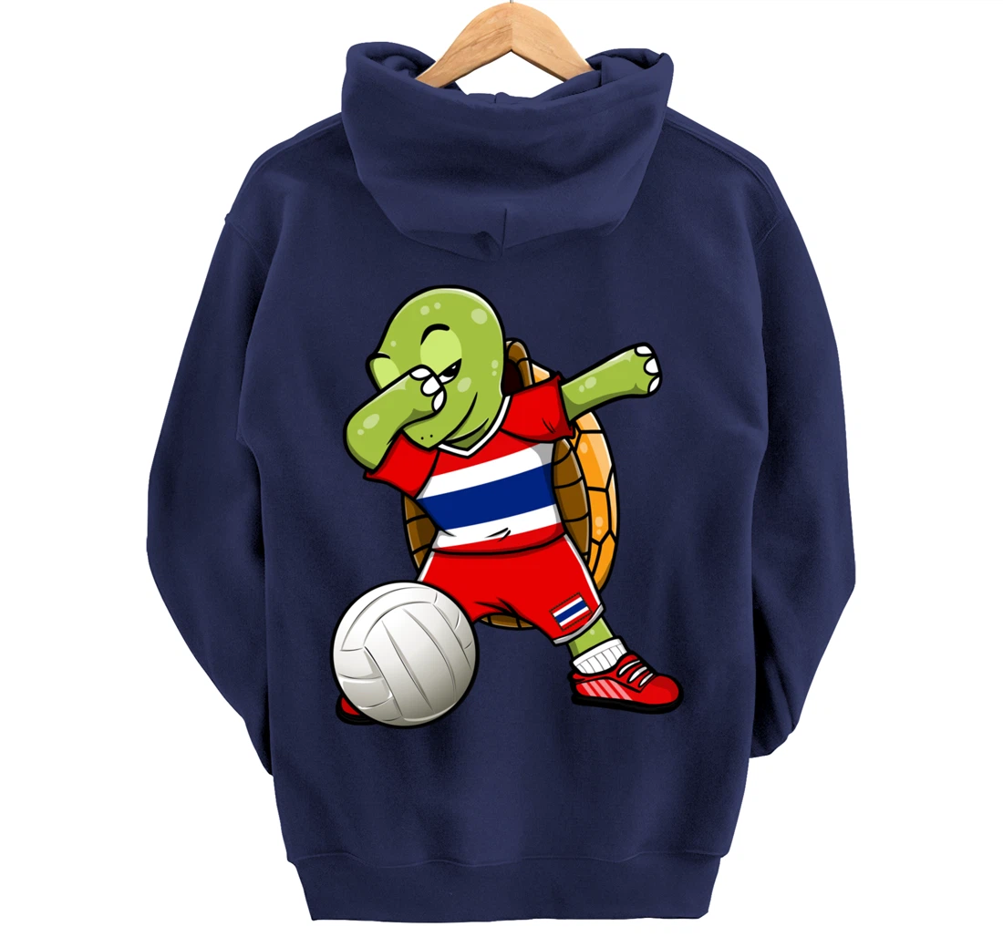 Dabbing Turtle Thailand Volleyball Fans Jersey Thai Flag Pullover Hoodie
