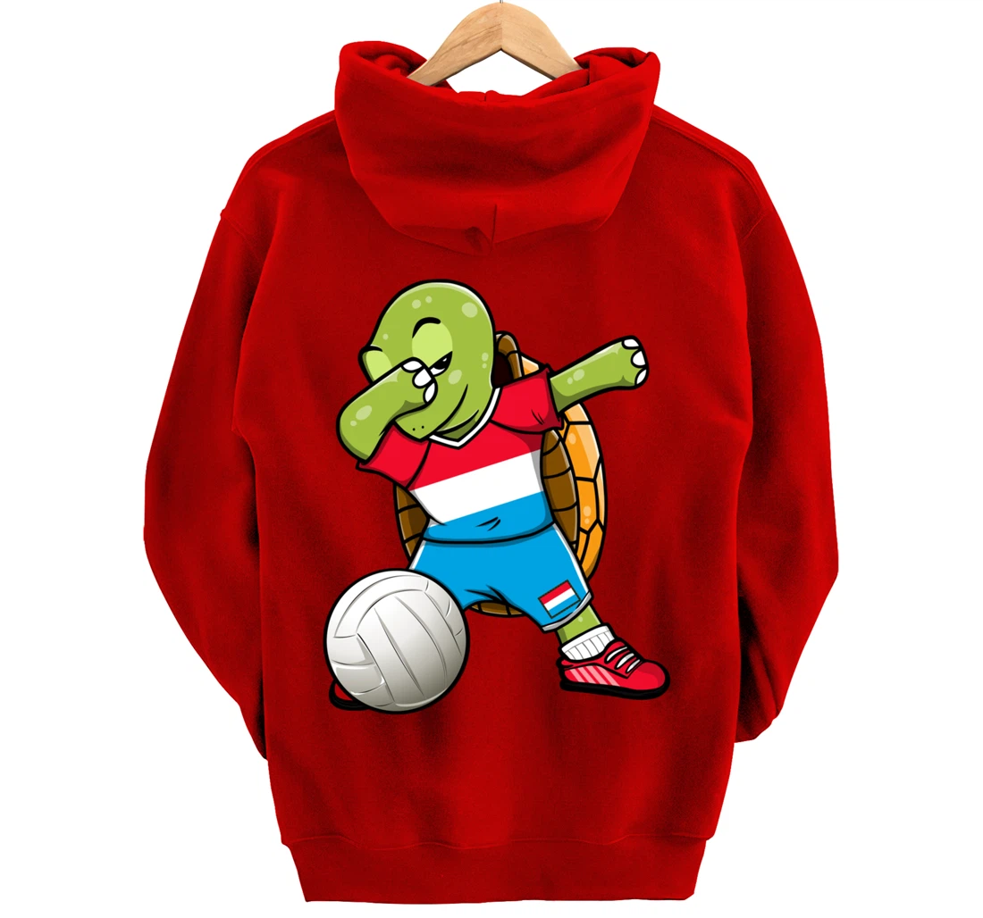 Dabbing Turtle Luxembourg Volleyball Fans Jersey Sport Flag Pullover Hoodie