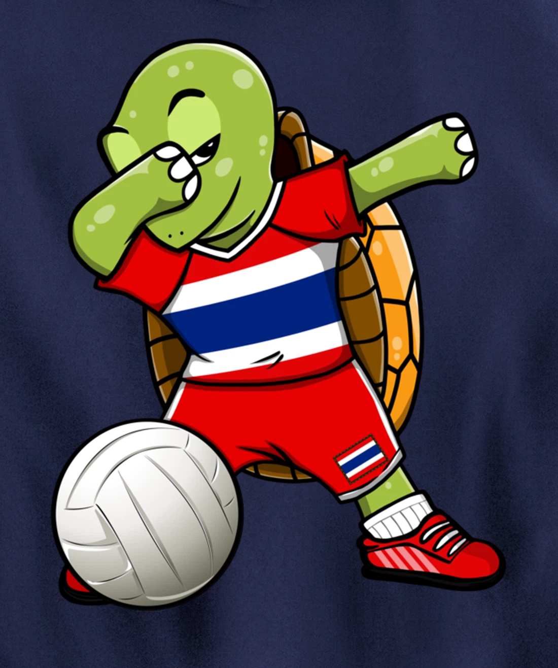 Dabbing Turtle Thailand Volleyball Fans Jersey Thai Flag Pullover Hoodie