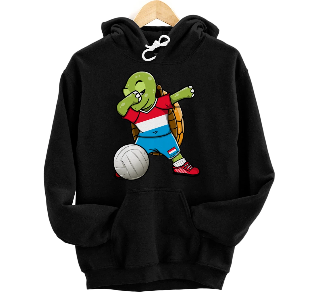 Dabbing Turtle Luxembourg Volleyball Fans Jersey Sport Flag Pullover Hoodie