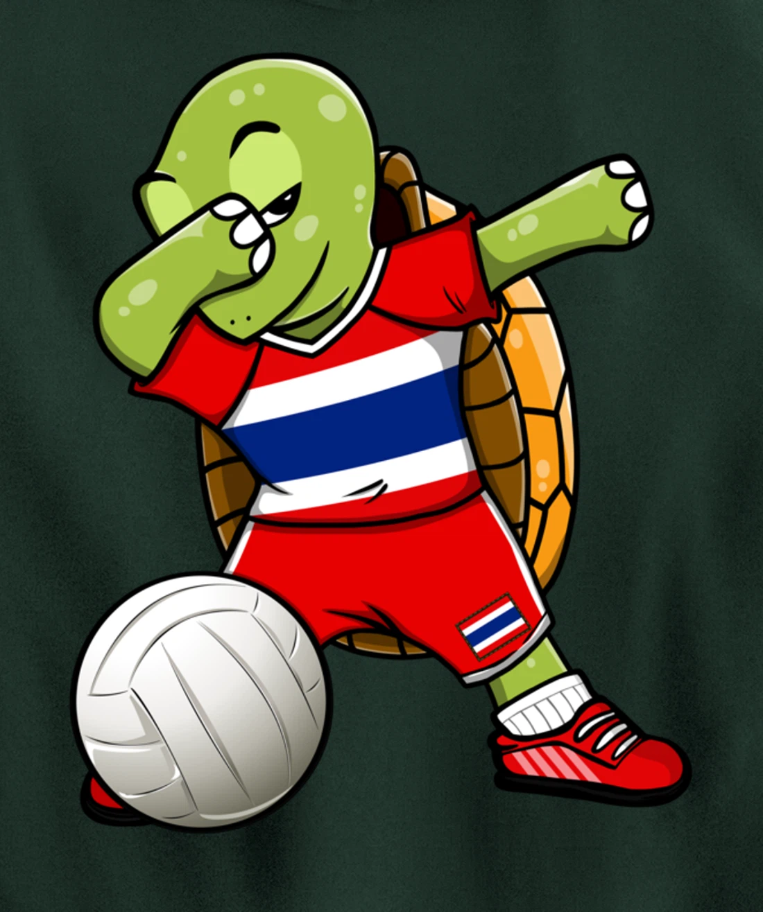 Dabbing Turtle Thailand Volleyball Fans Jersey Thai Flag Pullover Hoodie