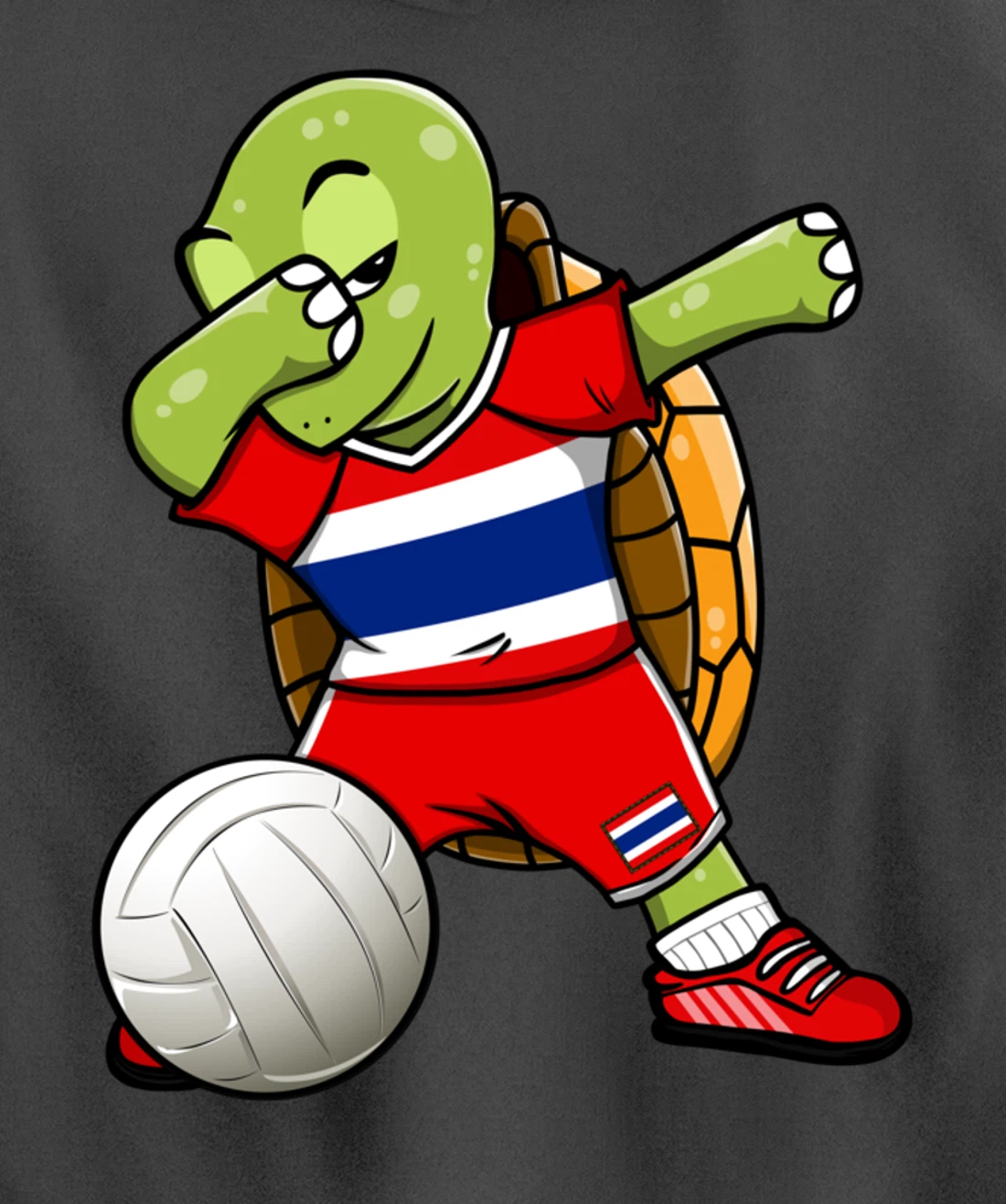 Dabbing Turtle Thailand Volleyball Fans Jersey Thai Flag Pullover Hoodie