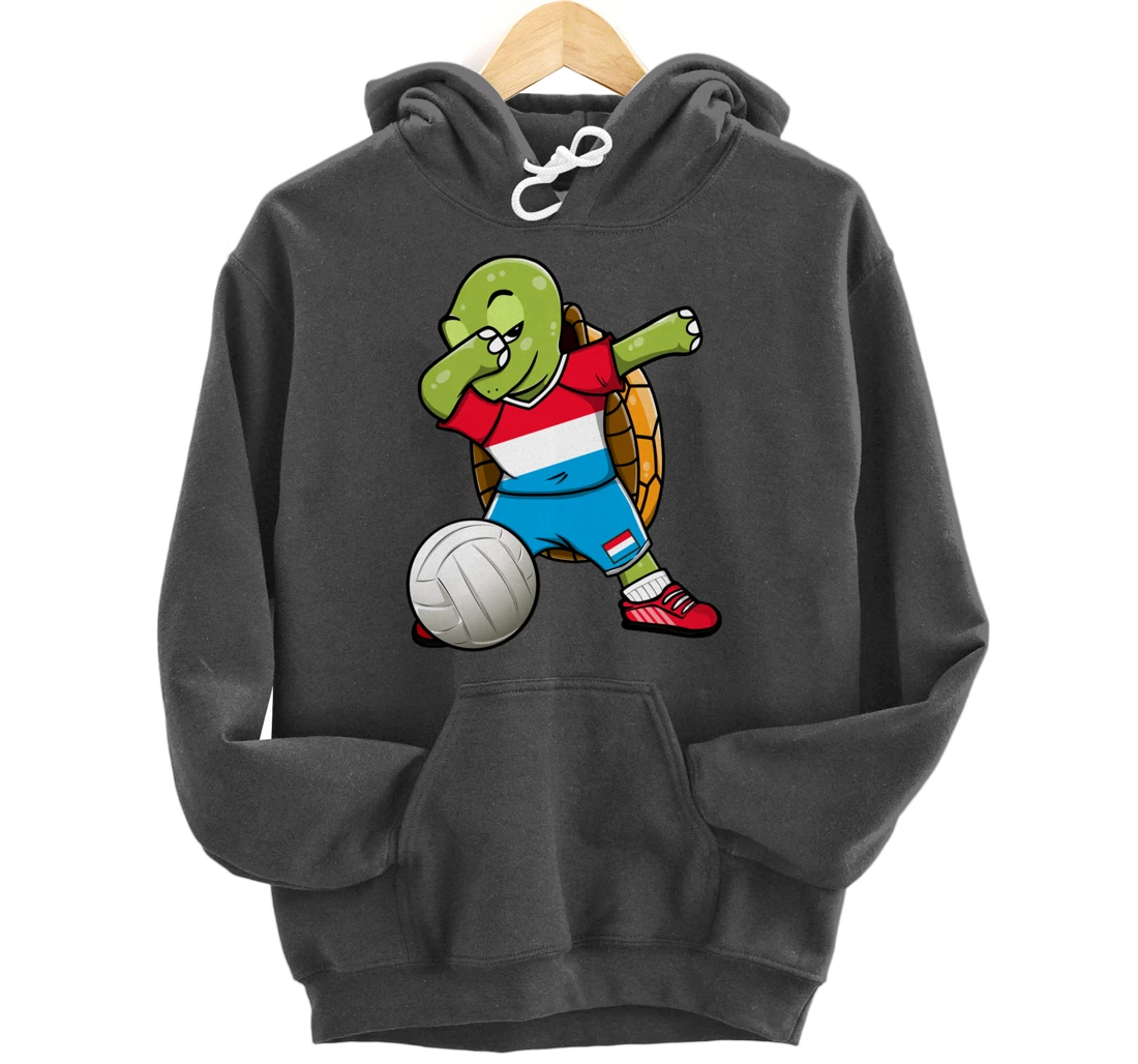 Dabbing Turtle Luxembourg Volleyball Fans Jersey Sport Flag Pullover Hoodie