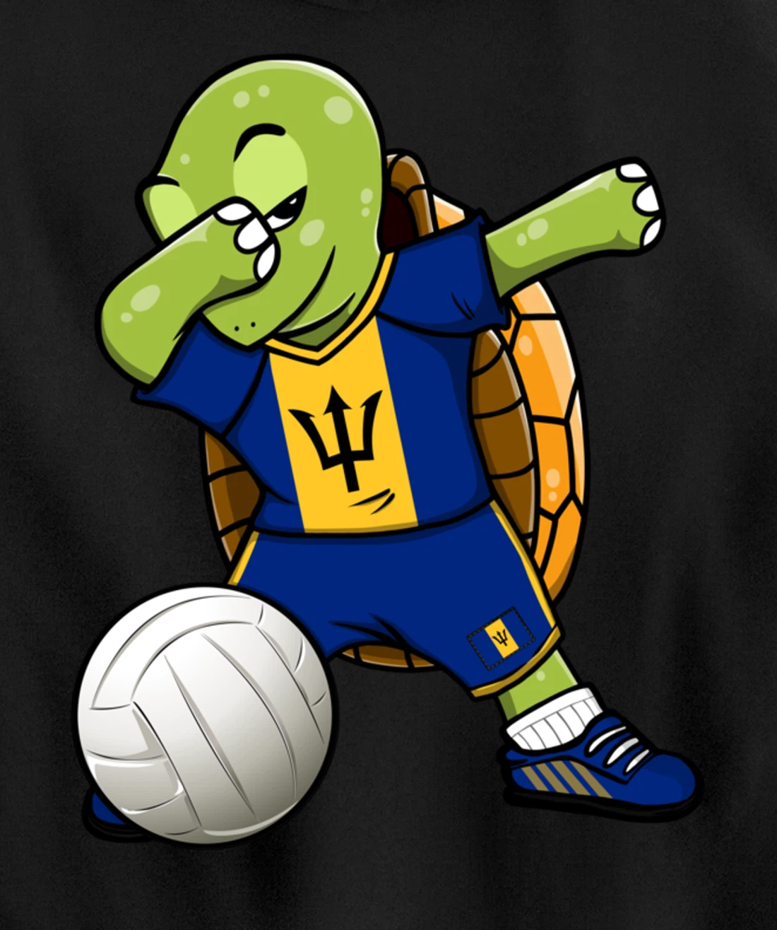 Dabbing Turtle Barbados Volleyball Fans Jersey Sport Flag Pullover Hoodie